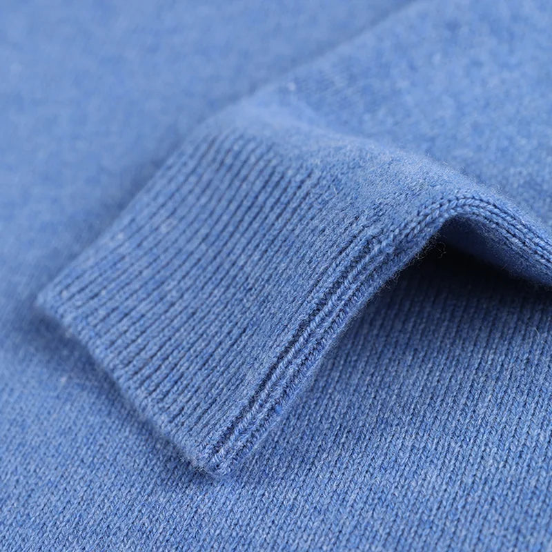 2025 New Pure Cashmere Sweater Mens Knit Large Size Highend Top 100Wool Half High Neck Thick Pullover Winter Youth Wild Warm