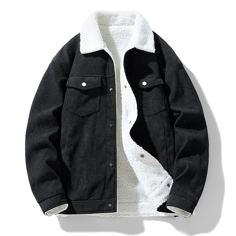2024 Winter New Cashmere Stand Up Collar Cotton Jacket Thickened Warm Youth Fashion Versatile Cotton Jacket Corduroy Fabric