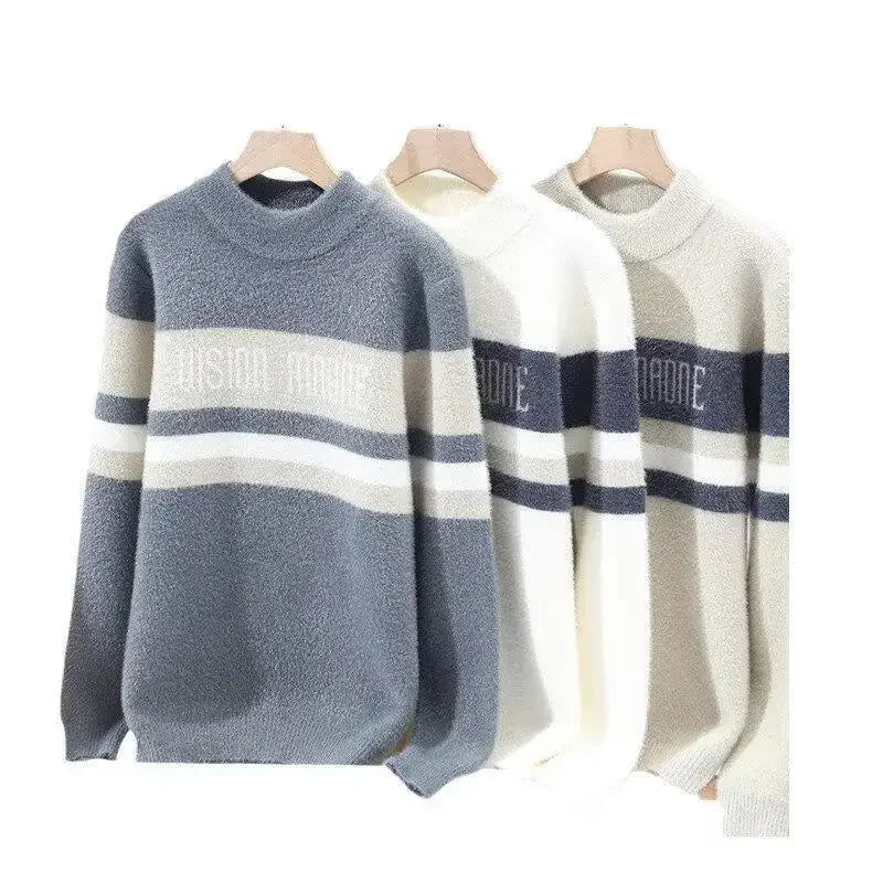 Autumnwinter Thickened Sweater Mens Trendy Loosefit Japanese Knitted Top Winter Hong Kong Style Casual Line Clothes Jacket Ko
