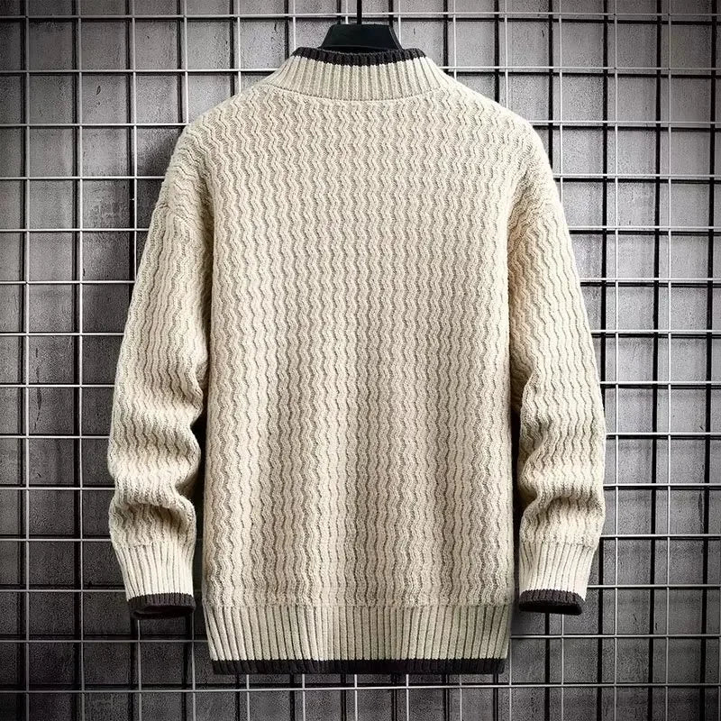 2022 Autumnwinter Trendy Korean Style Loose Fit Knitted Sweater For Men Casual Lazy Line Clothes Jacket Hong Kong Style