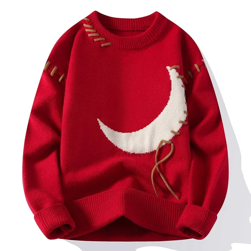 Korean Style Mens Womens Sweater Knitted Trendy Youth Student Style Knitwear Top Casual Warm Crew Neck Knitted Pullover 4Xlm