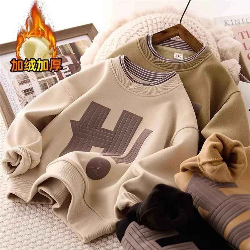 Kids Padded Sweatshirt Winter Autumn Boys Girls Fleecelined Thick Warm Pullover Teen Casual Cotton Jackets 514 Year