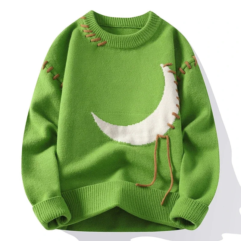 Korean Style Mens Womens Sweater Knitted Trendy Youth Student Style Knitwear Top Casual Warm Crew Neck Knitted Pullover 4Xlm