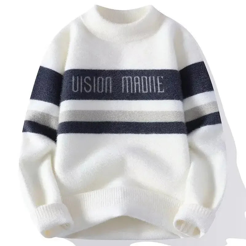 Autumnwinter Thickened Sweater Mens Trendy Loosefit Japanese Knitted Top Winter Hong Kong Style Casual Line Clothes Jacket Ko