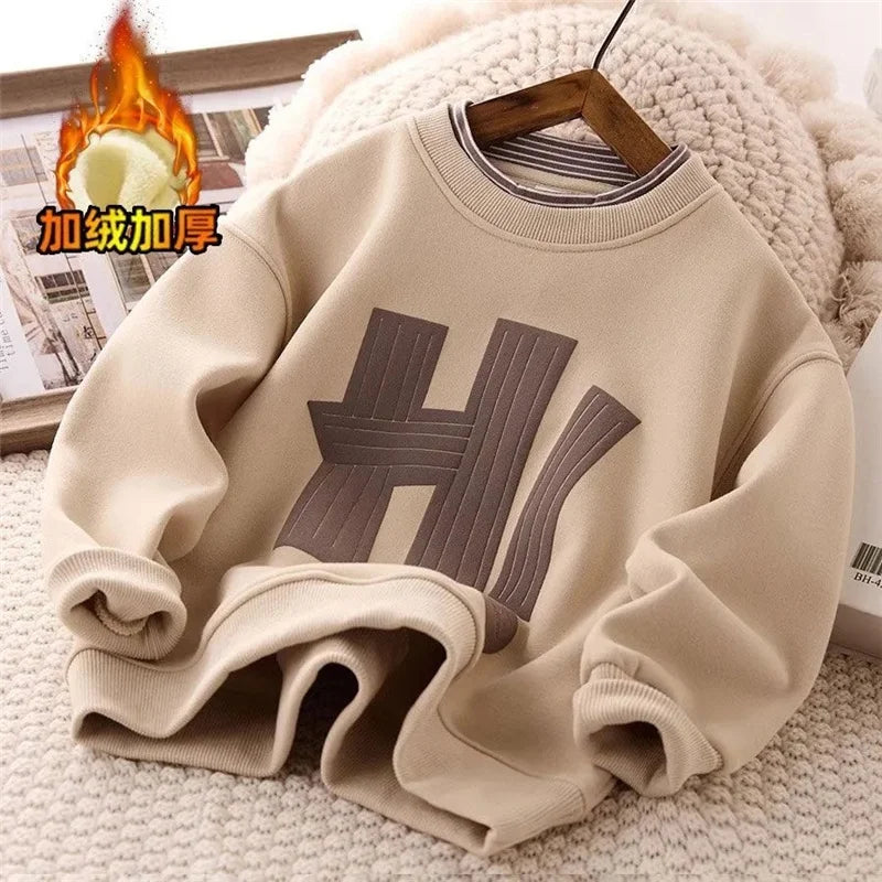 Kids Padded Sweatshirt Winter Autumn Boys Girls Fleecelined Thick Warm Pullover Teen Casual Cotton Jackets 514 Year