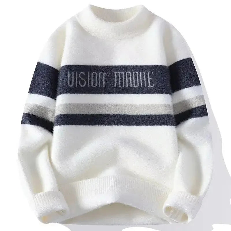 Autumnwinter Thickened Sweater Mens Trendy Loosefit Japanese Knitted Top Winter Hong Kong Style Casual Line Clothes Jacket Ko