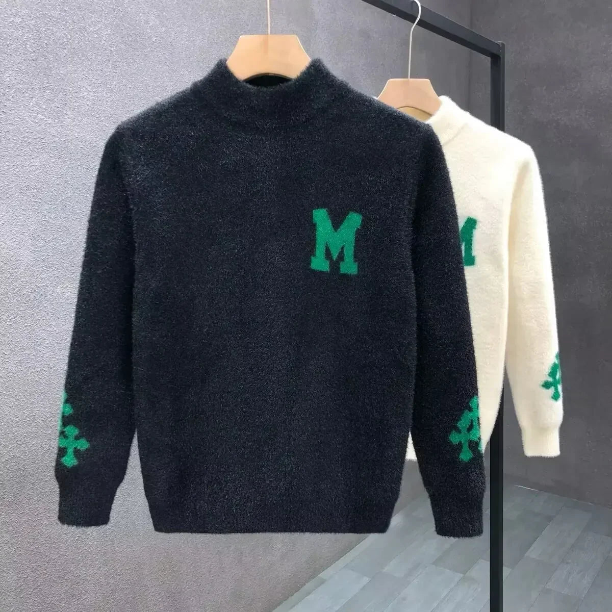 Quality Mink Velvet Knitted Sweater Round Neck Mens Autumn Winter Casual Fashionable Youth Student Knitwear Comfortable Sweatsh