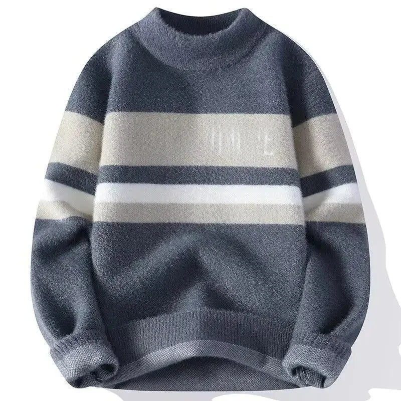 Autumnwinter Thickened Sweater Mens Trendy Loosefit Japanese Knitted Top Winter Hong Kong Style Casual Line Clothes Jacket Ko
