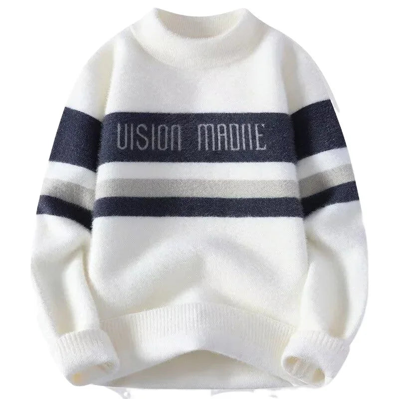 Autumnwinter Thickened Sweater Mens Trendy Loosefit Japanese Knitted Top Winter Hong Kong Style Casual Line Clothes Jacket Ko