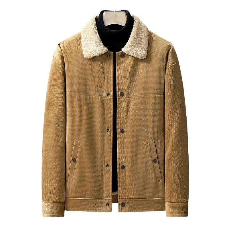 Autumn Winter Loose Casual Long Sleeved Cotton Jacket Korean Version Solid Color Thickened Warm Single Breasted Jacket