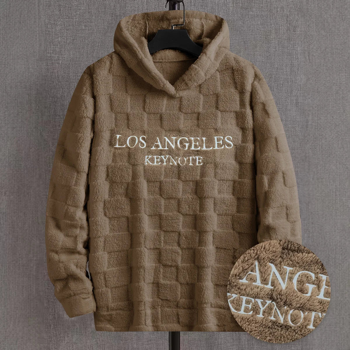 Mens Autumn And Winter Thickened Hooded Plush Pullover With Embroidered Letter Prints Suitable For Outdoor Activities