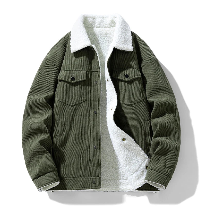 2024 Winter New Cashmere Stand Up Collar Cotton Jacket Thickened Warm Youth Fashion Versatile Cotton Jacket Corduroy Fabric