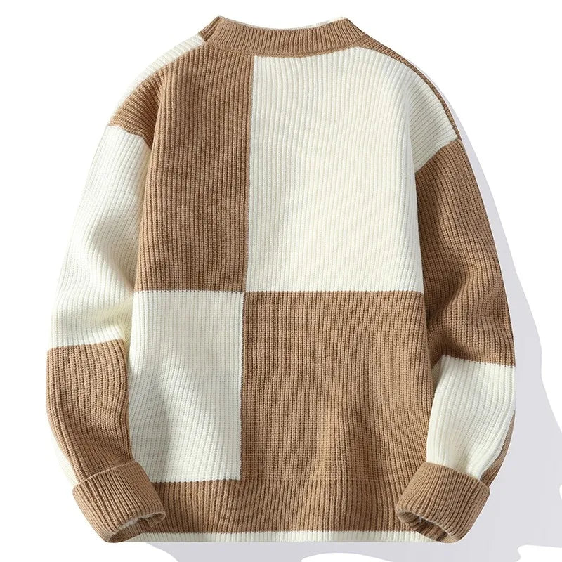 Mens Knitted Sweater Oneck Loose Pullover Contrast Letter Warm Casual Fashion Autumn And Winter Elegant Commuting Knitwear