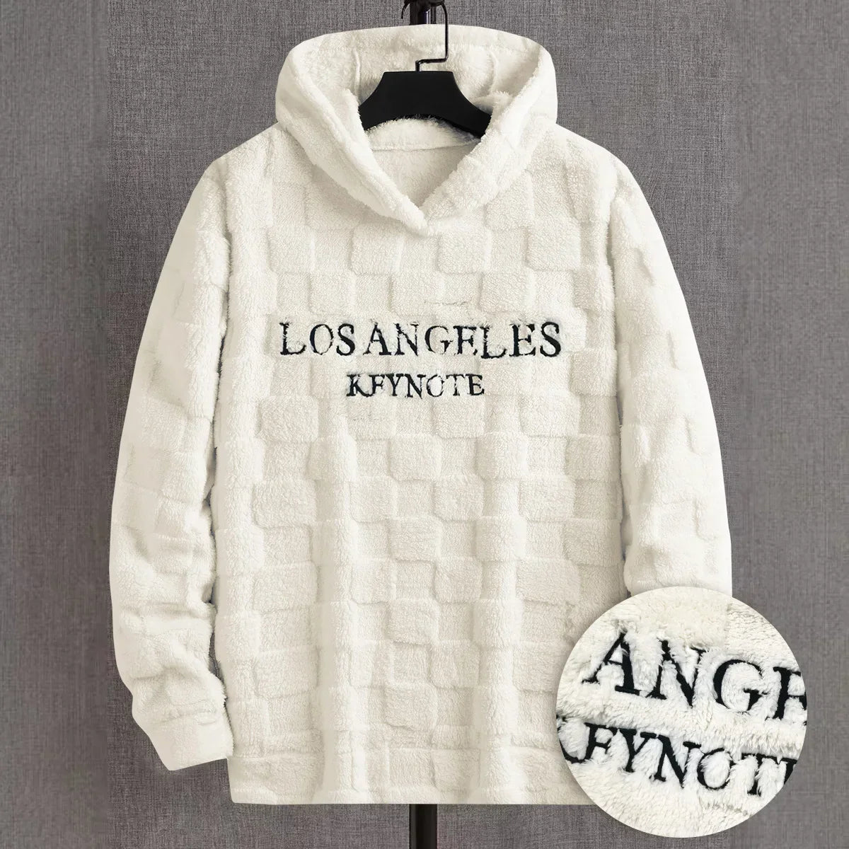 Mens Autumn And Winter Thickened Hooded Plush Pullover With Embroidered Letter Prints Suitable For Outdoor Activities