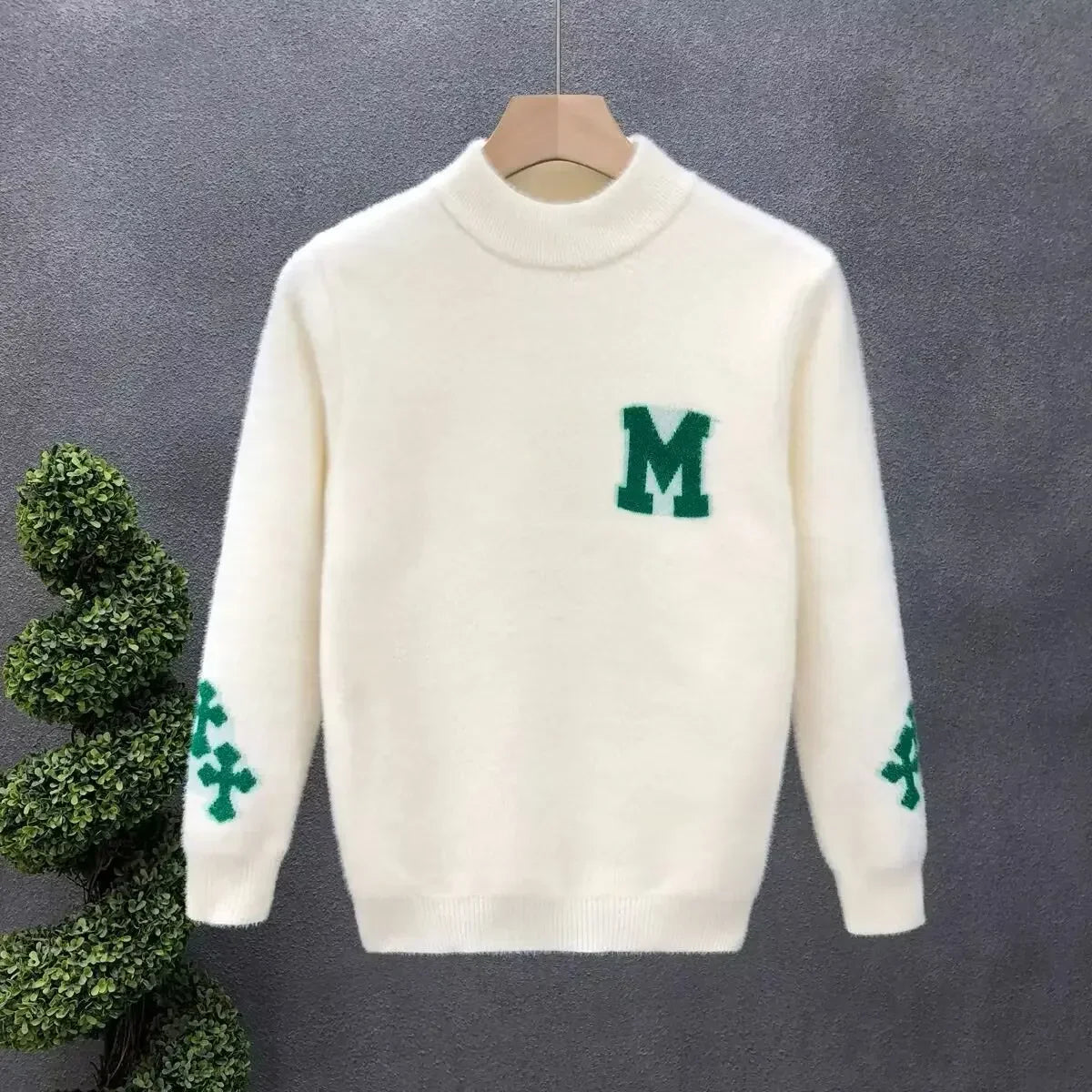 Quality Mink Velvet Knitted Sweater Round Neck Mens Autumn Winter Casual Fashionable Youth Student Knitwear Comfortable Sweatsh