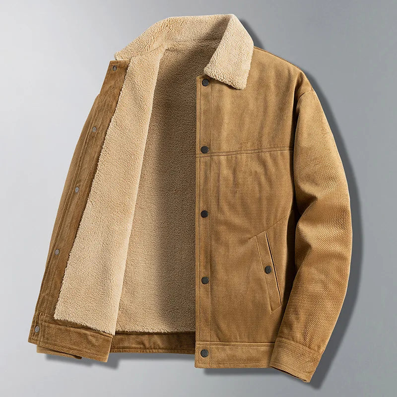 Autumn Winter Loose Casual Long Sleeved Cotton Jacket Korean Version Solid Color Thickened Warm Single Breasted Jacket