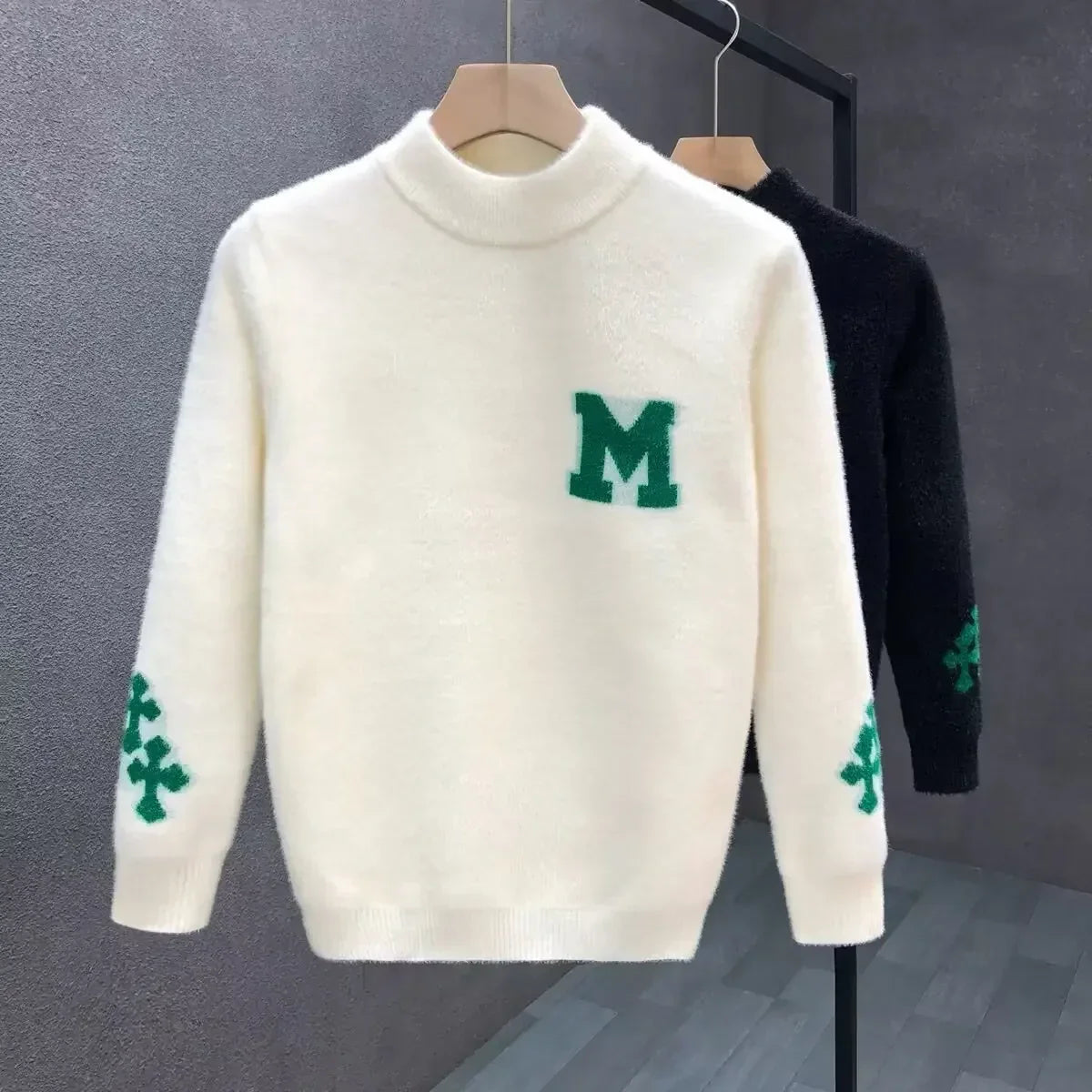 Quality Mink Velvet Knitted Sweater Round Neck Mens Autumn Winter Casual Fashionable Youth Student Knitwear Comfortable Sweatsh