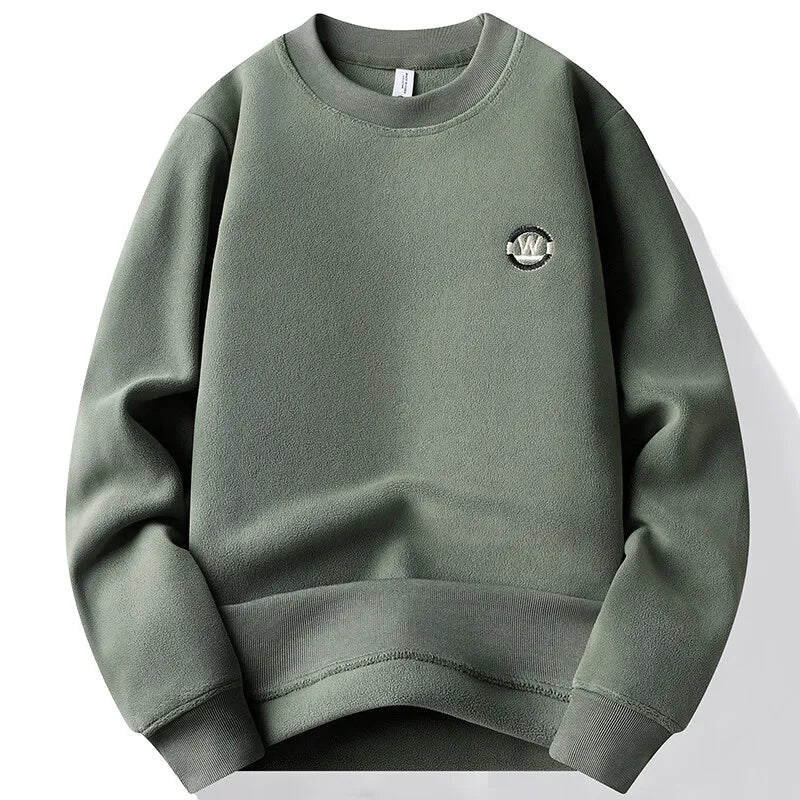 Mens Fashion Thick Hoodie Embroidery Pullover Fleece Lined Mens Winter Clothes Elegant Luxury Brand White Green Pullovers