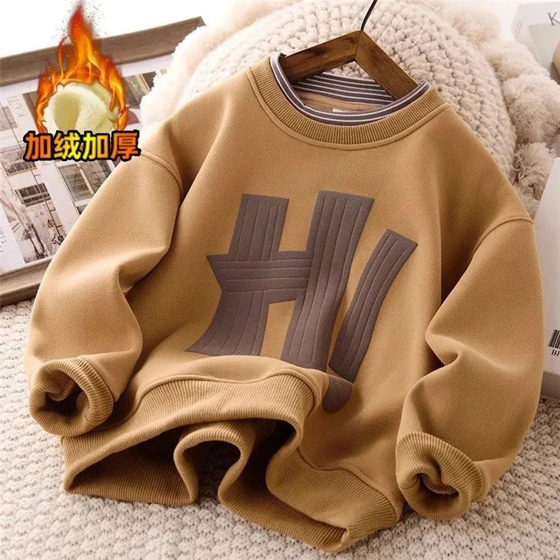 Kids Padded Sweatshirt Winter Autumn Boys Girls Fleecelined Thick Warm Pullover Teen Casual Cotton Jackets 514 Year