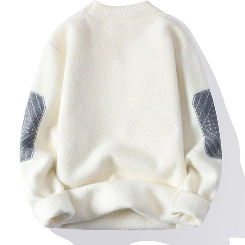 Fashion Oneck Spliced Knitted Letter Sweaters Mens Clothing 2024 Autumn Winter New Loose Casual Pullovers Loose Allmatch Tops