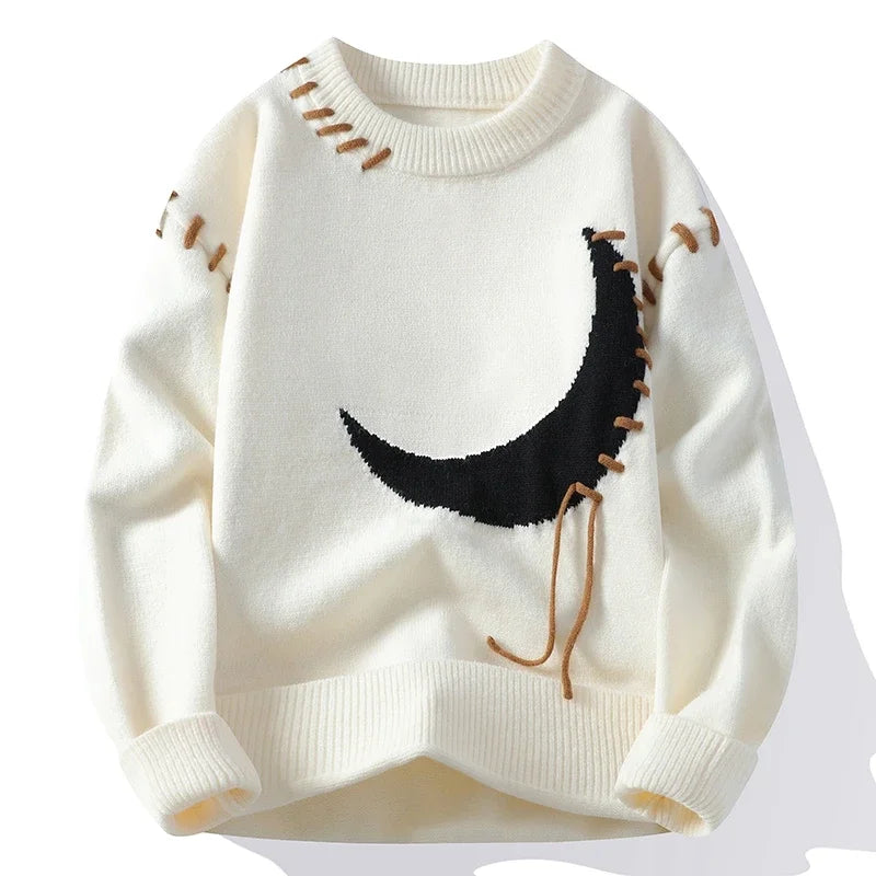 Korean Style Mens Womens Sweater Knitted Trendy Youth Student Style Knitwear Top Casual Warm Crew Neck Knitted Pullover 4Xlm