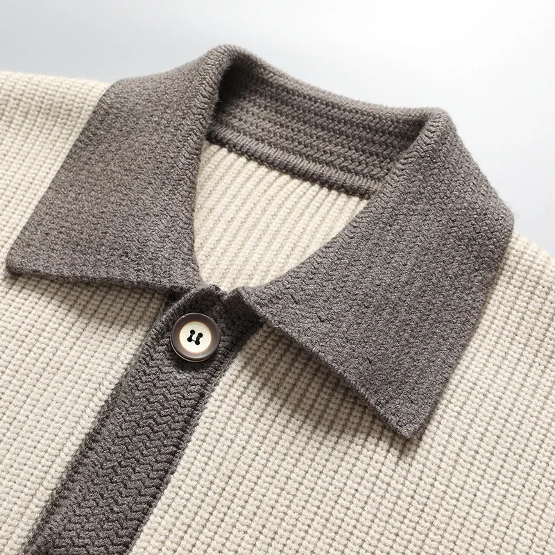 Fashion Splicing Knitted Cardigan Men 2024 Autumn Winter New Highend Brand Exquisite Pocket  Korean Style Popular Sweater Coat