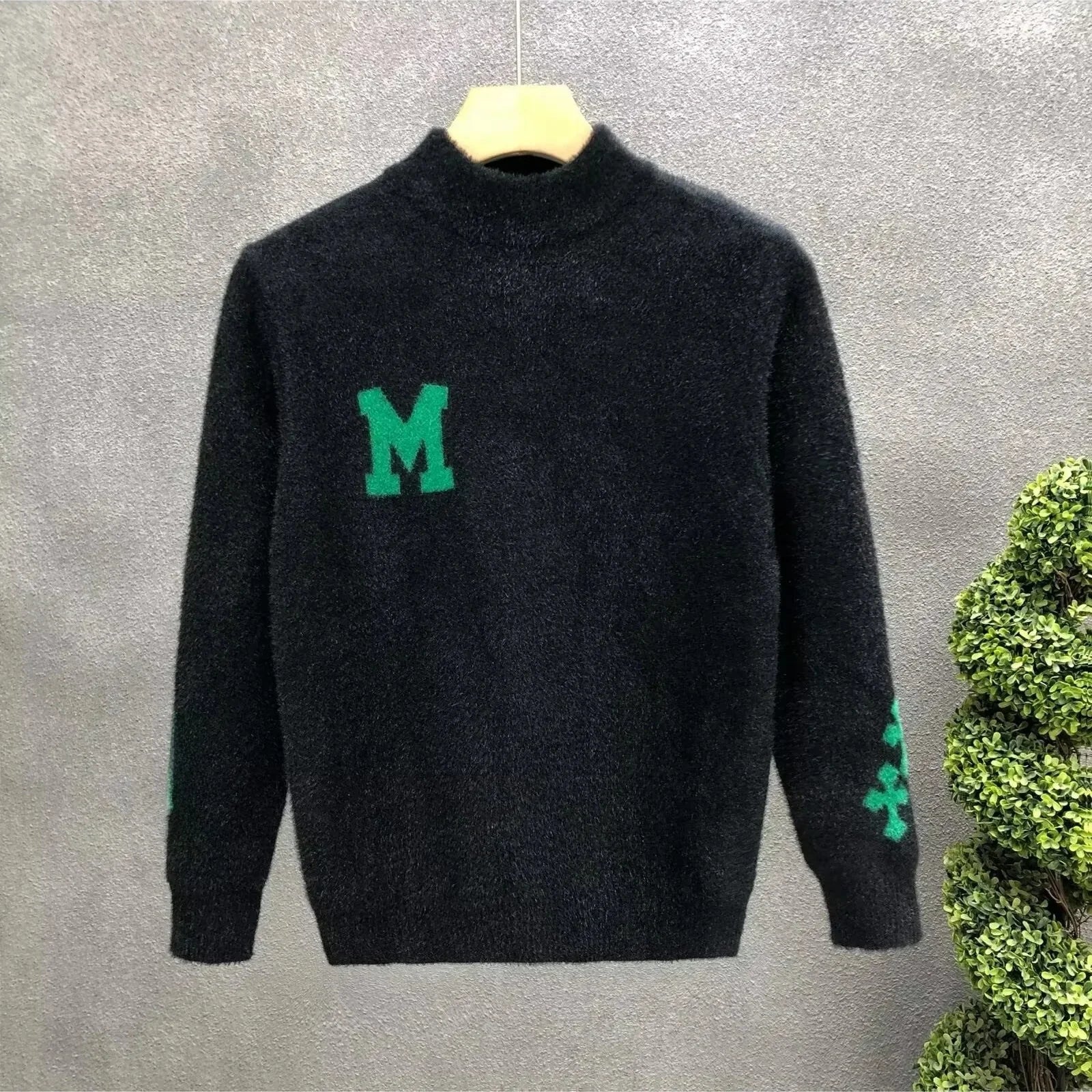 Quality Mink Velvet Knitted Sweater Round Neck Mens Autumn Winter Casual Fashionable Youth Student Knitwear Comfortable Sweatsh
