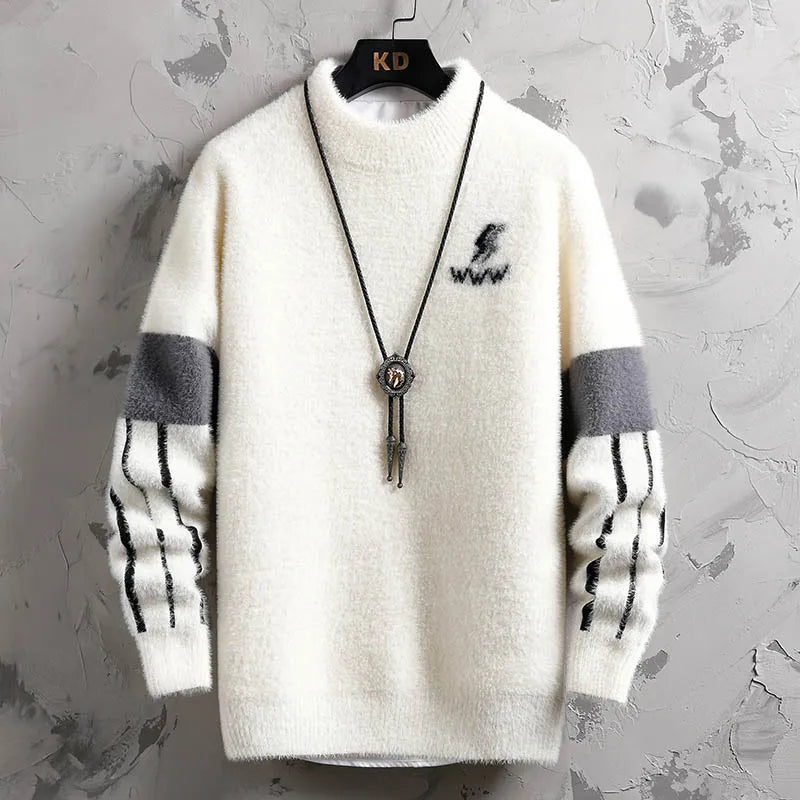 Winter New Style Mens Sweater Knitted Long Sleeve Men Sweaters Thicken Warm Wool Casual Male Clothing