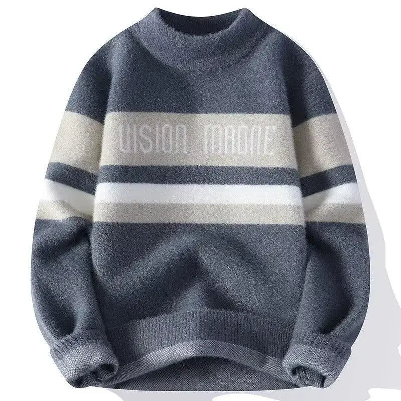 Autumnwinter Thickened Sweater Mens Trendy Loosefit Japanese Knitted Top Winter Hong Kong Style Casual Line Clothes Jacket Ko