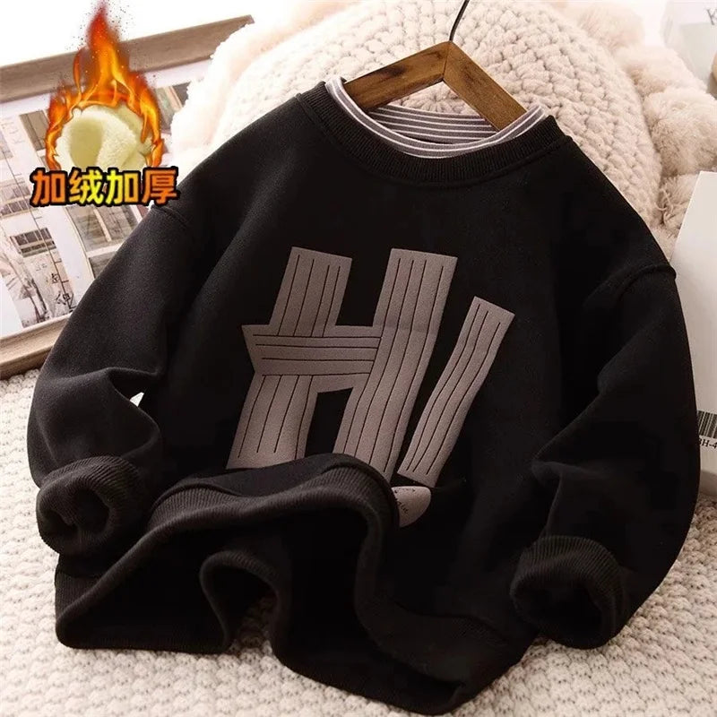 Kids Padded Sweatshirt Winter Autumn Boys Girls Fleecelined Thick Warm Pullover Teen Casual Cotton Jackets 514 Year